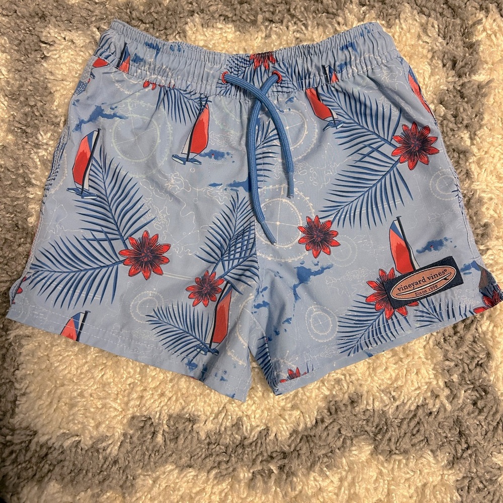 Vineyard Vines Boys 4T Blue Sailboat Swim Short